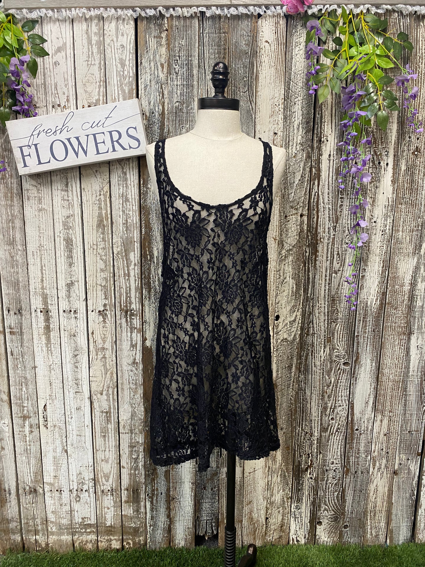 Midnight Lace Tiered Tunic Tank Top