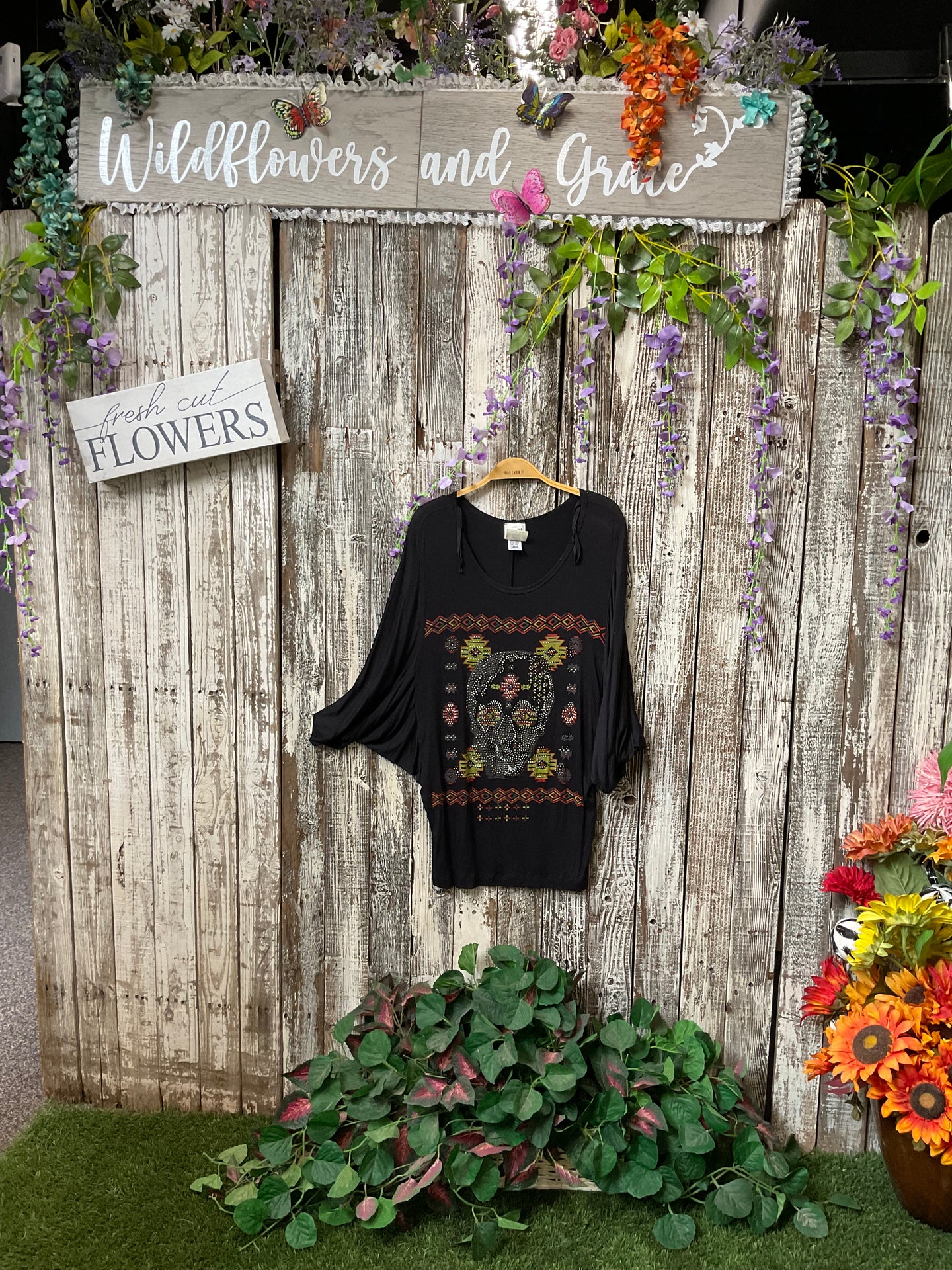 Vocal Swarovski Studded Skull Top
