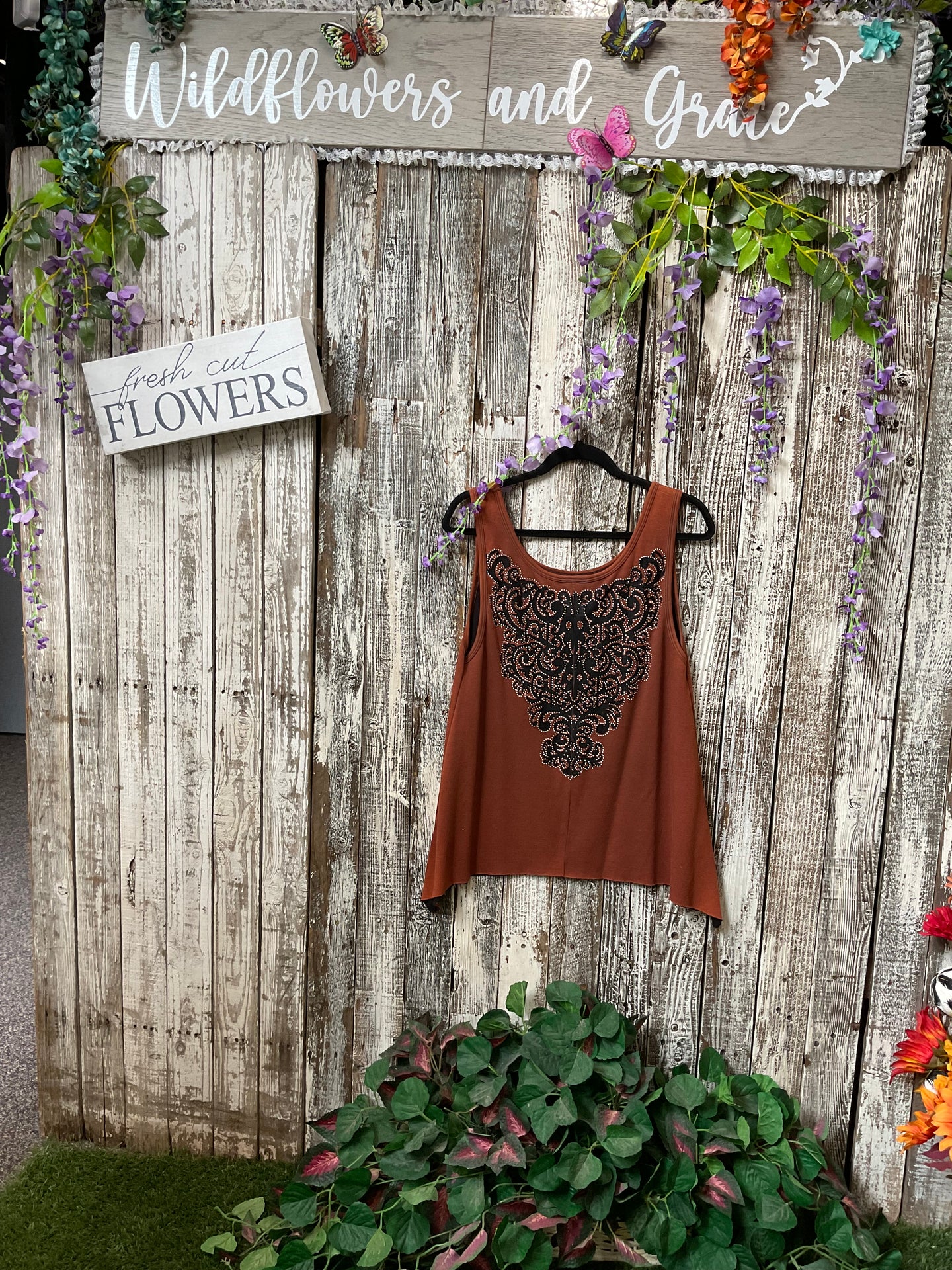 Be Vocal Swarovski Studded Tank