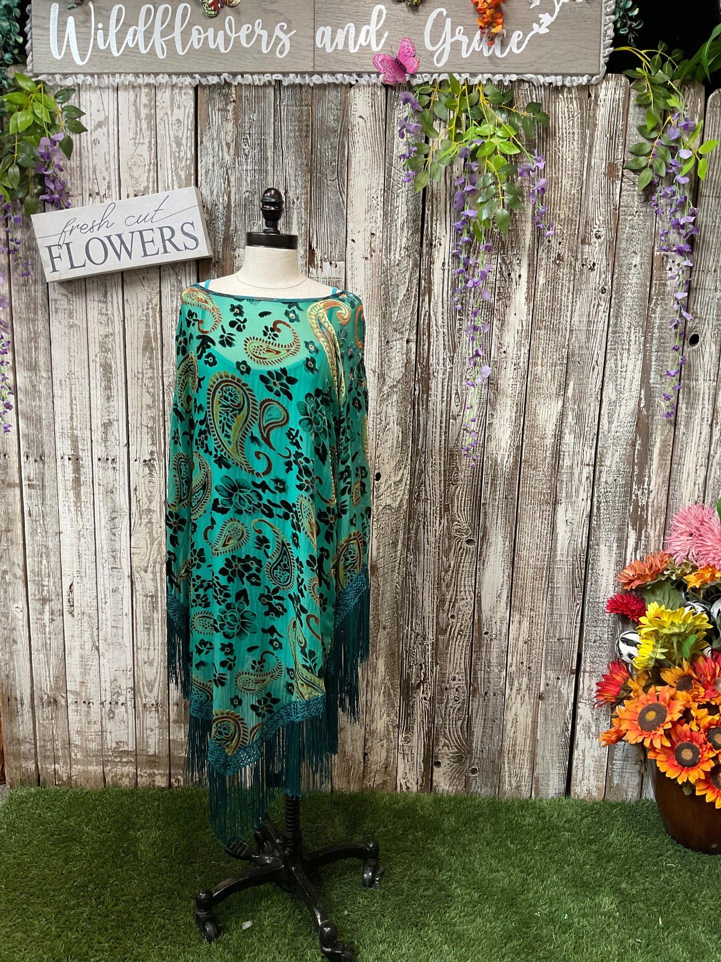 Green Paisley Long Tunic Dress