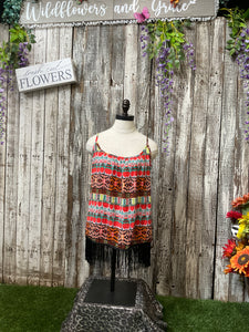 Geos & Tassles Tunic Tank Top