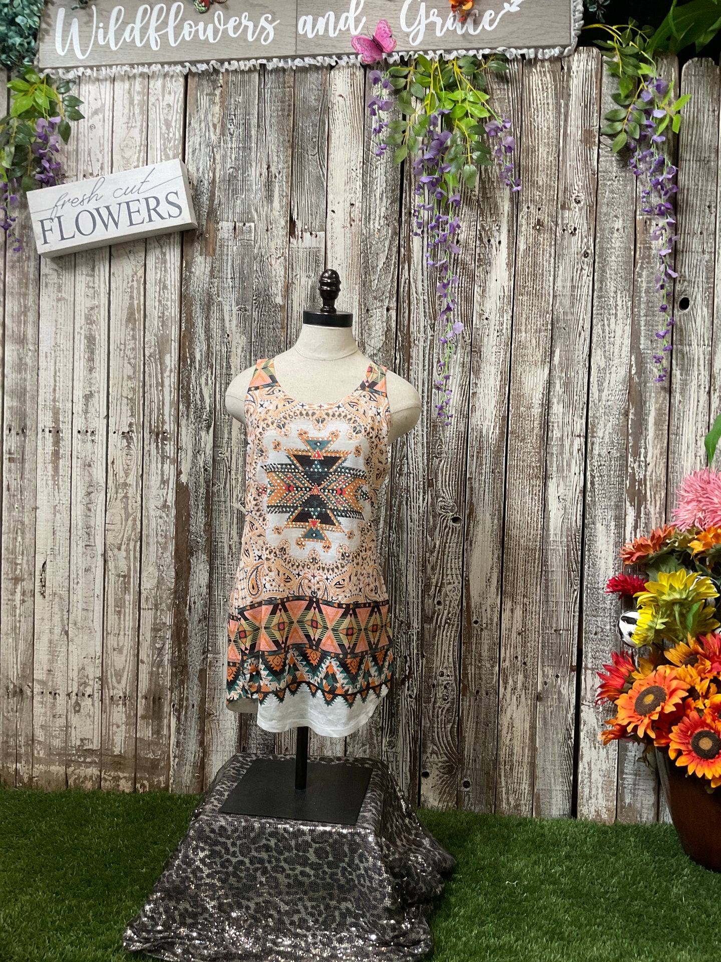 Be Vocal Aztec N Lace Tank Top