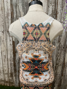 Be Vocal Aztec N Lace Tank Top