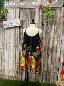 Boho Black Floral Off the Shoulder Tank Top