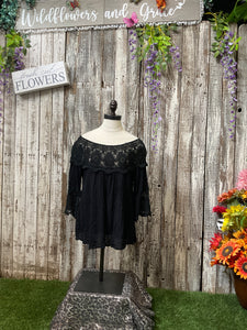 Crochet Laced Off The Shoulder Tunic Top