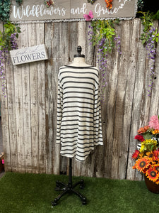 Vocal Black & Crème Stripped Sweater
