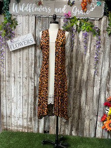 Lucky Leopard Flair Vest Cardigan