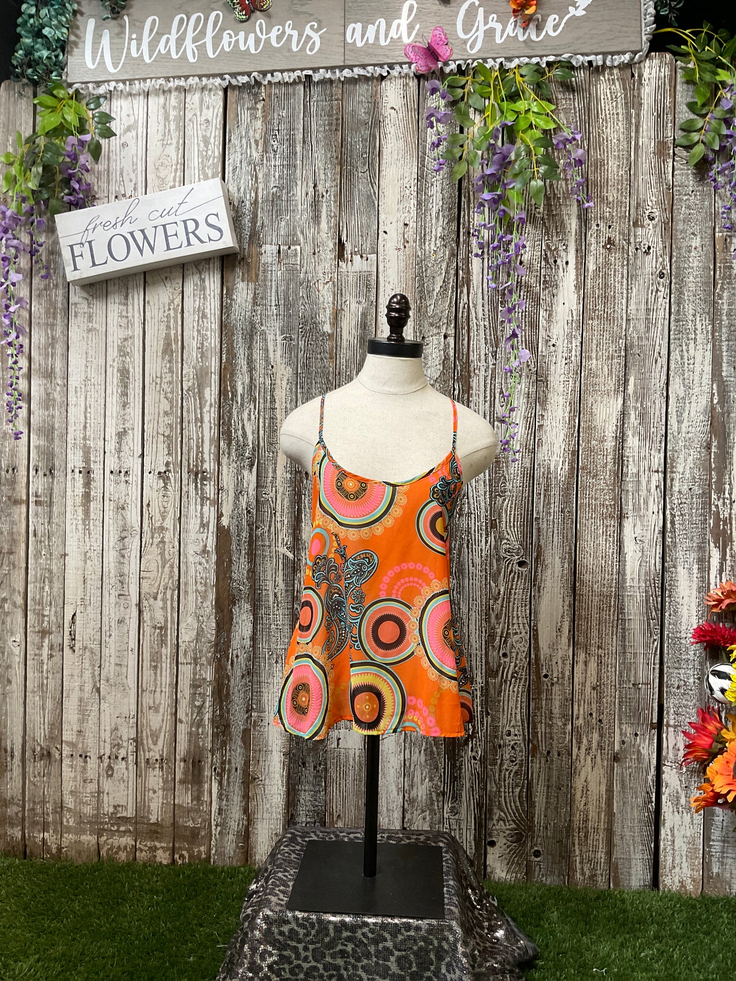 Retro Meets Paisley Orange Tank