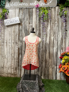 Pink Floral Open Shoulder Tank