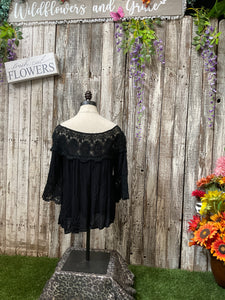 Crochet Laced Off The Shoulder Tunic Top