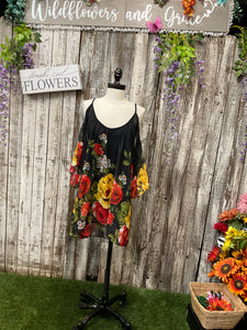 Boho Black Floral Off the Shoulder Tank Top
