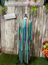 Load image into Gallery viewer, Green Serape/Leopard &amp; Ruffled Kimono
