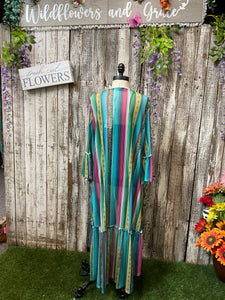 Green Serape/Leopard & Ruffled Kimono