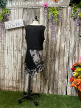 Load image into Gallery viewer, Black &amp; White Pattern Patched Tank Dress
