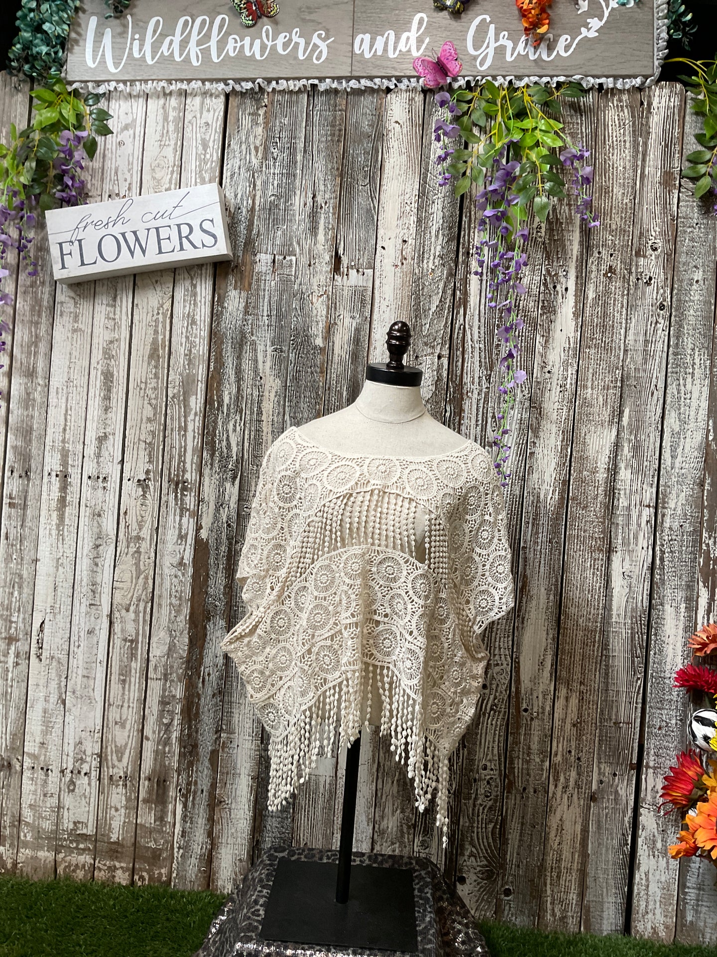 Crème Crochet Laced Mandala Cover Top