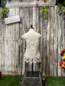 Crème Crochet Laced Tiered Tank Top