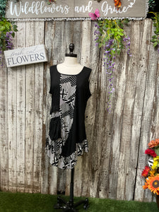Black & White Pattern Patched Tank Dress