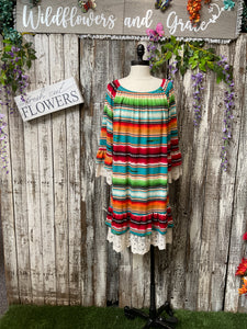 Serape, Ruffles N Lace Dress