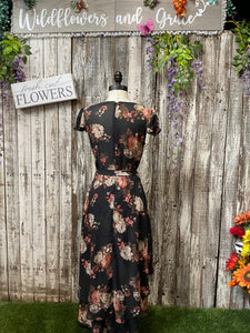 Short Sleeved Floral High/Low Dress