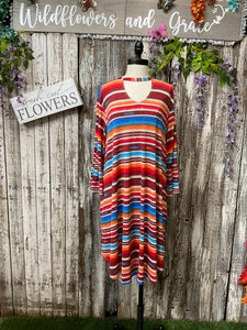 L & B Red Serape Dress
