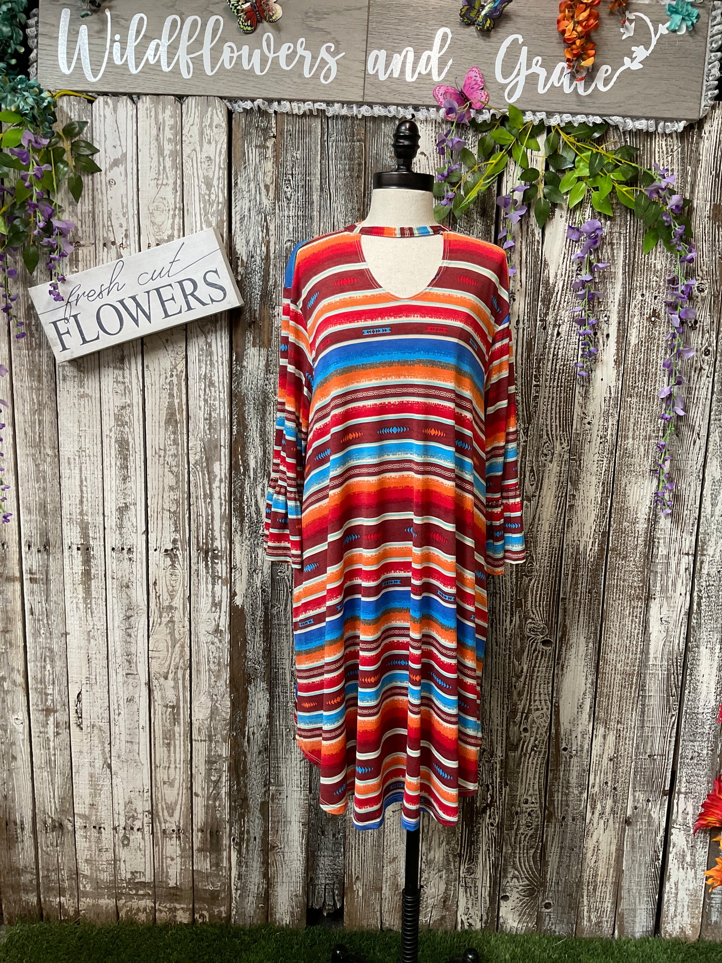 L & B Red Serape Dress