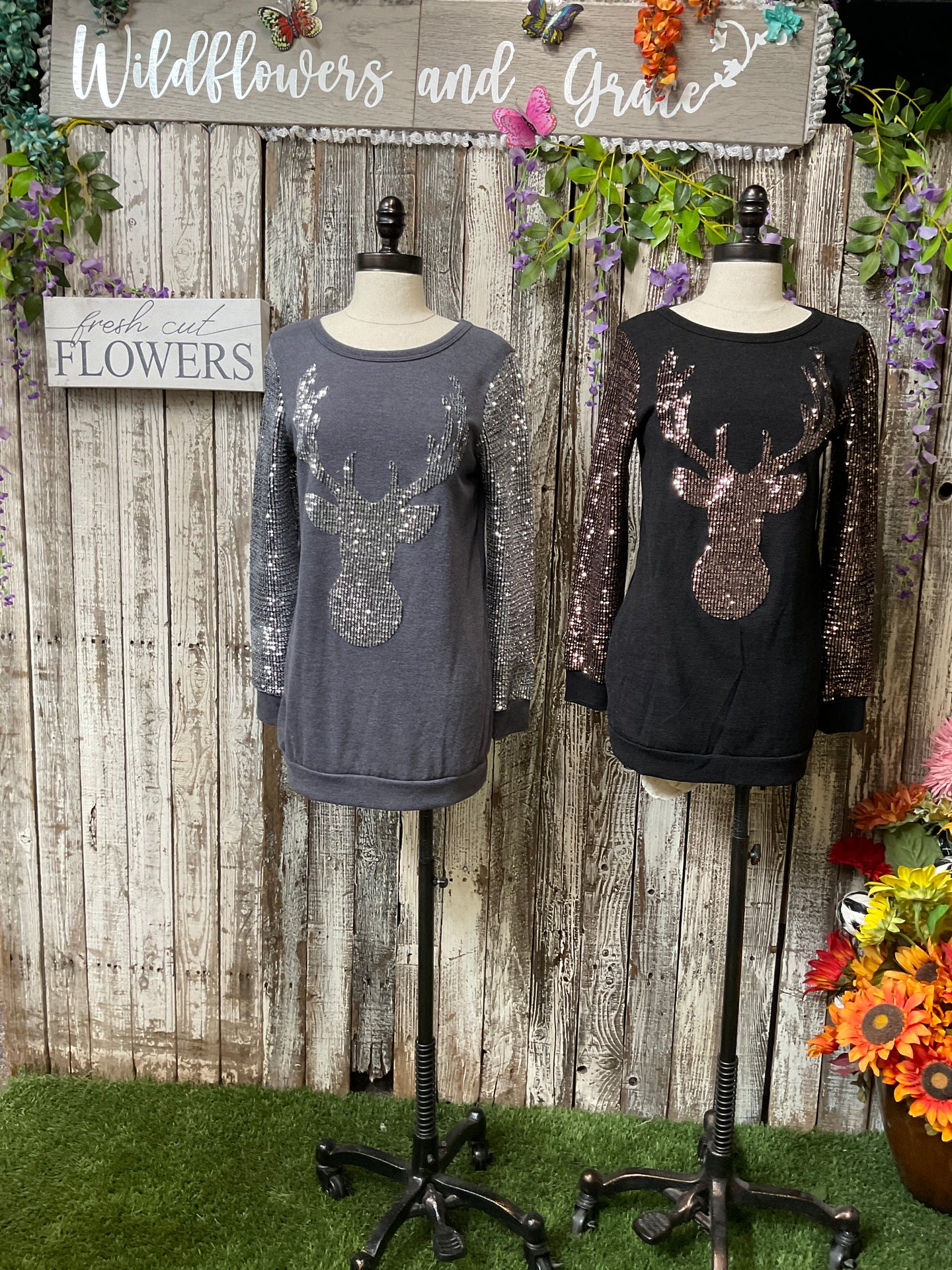 Deers & Sequence Sweater Top