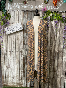 Faded Leopard Vest Cardigan