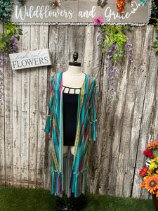 Green Serape/Leopard & Ruffled Kimono