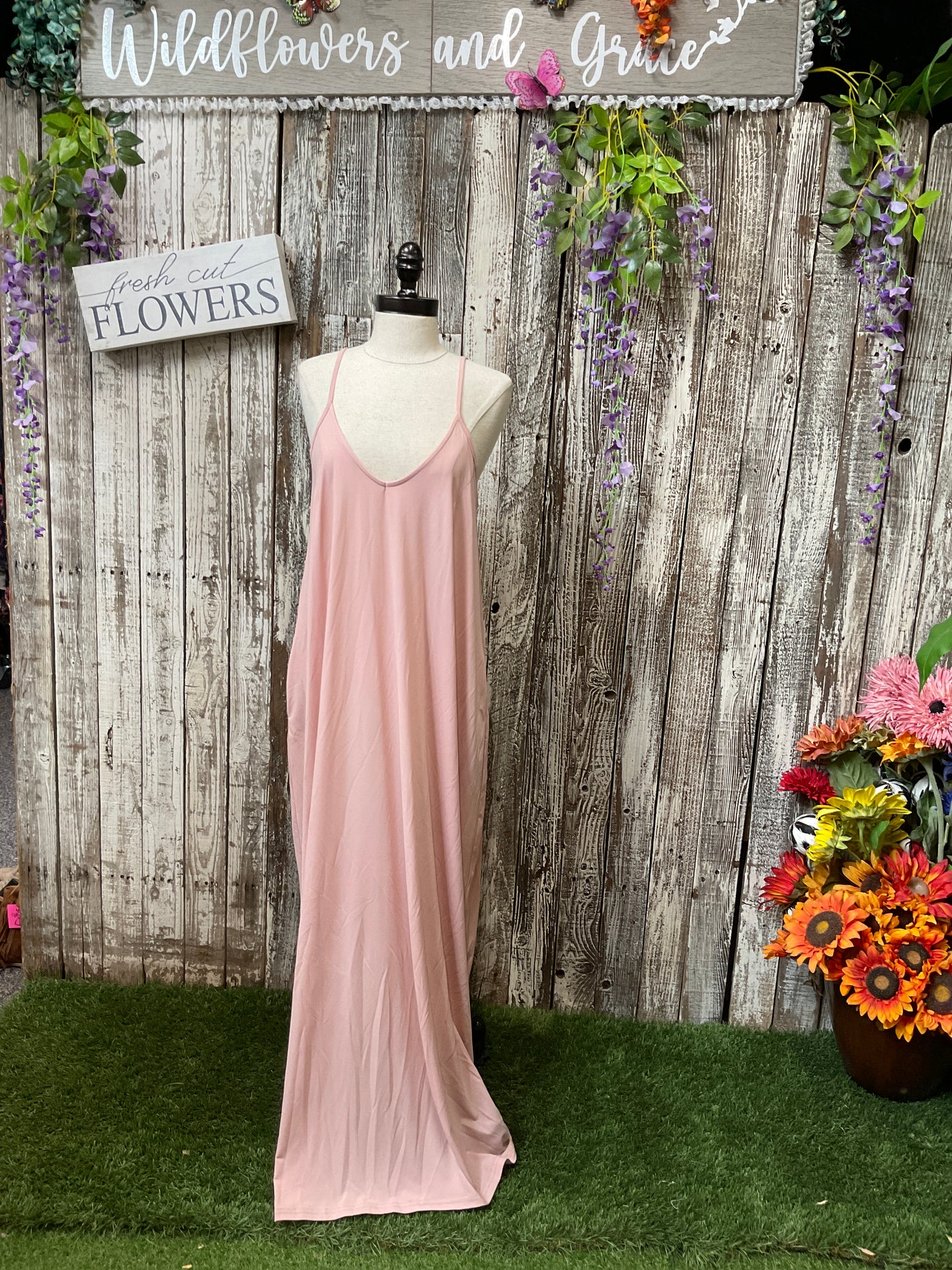 Blush Pink Long & Strappy Dress