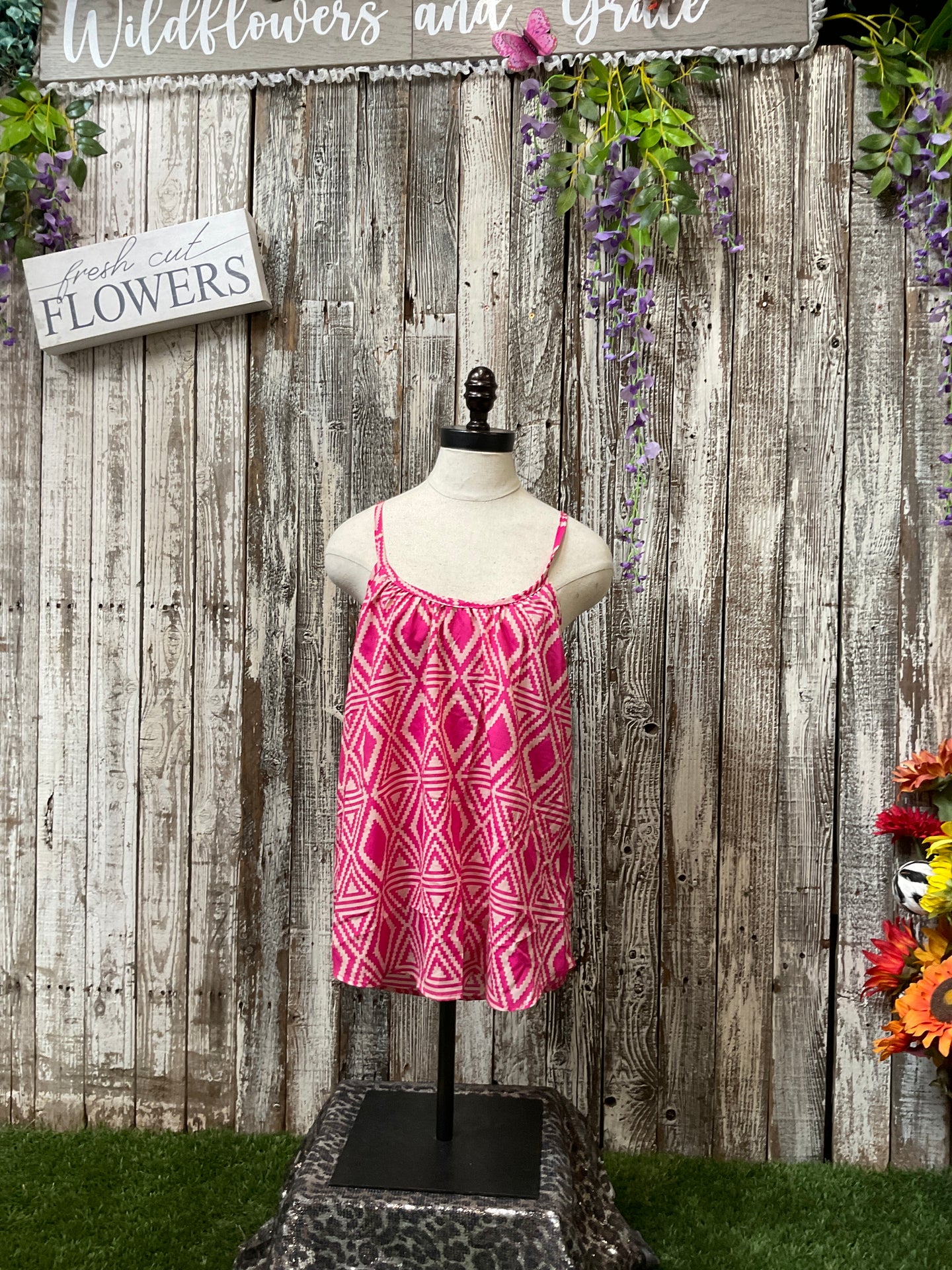 Pink Geometric Tank Top